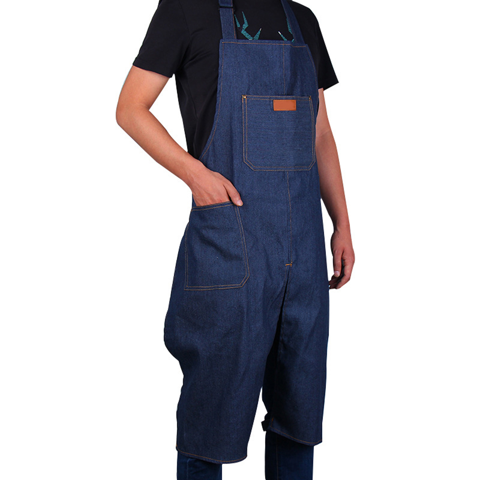 Woodworking Overalls - Regulowany dżinsowy fartuch z rozcięciem na