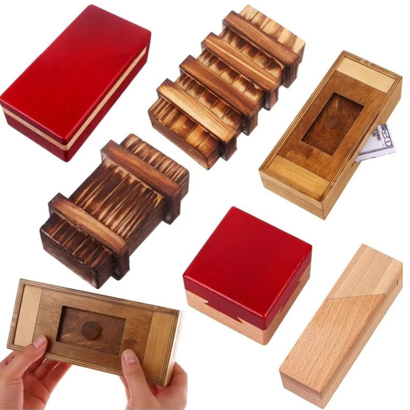Woodworking Game - Drewniana Skrzynka Puzzle z Tajnym Ukrytym
